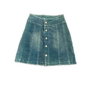 Rails Anthropologie Solid Blue High Rise Waist Corduroy Jean Denim Mini Skirt Xs